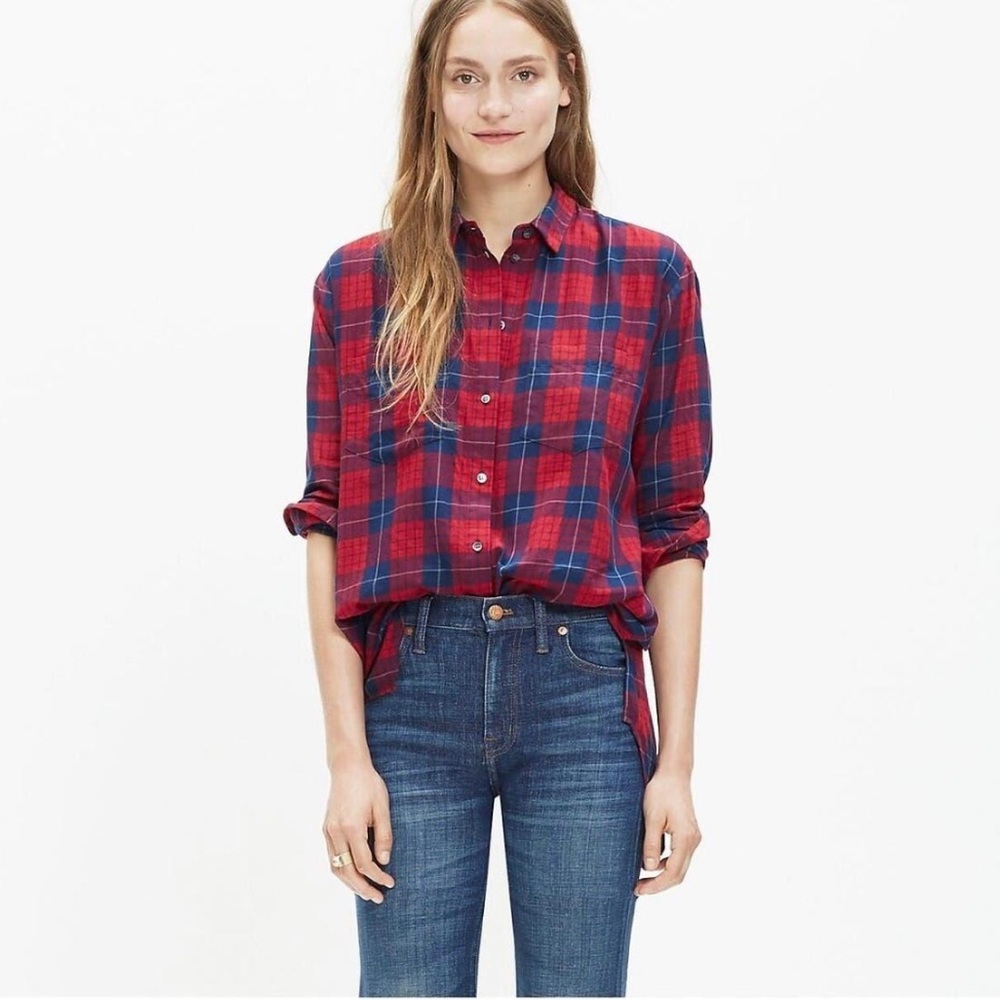 Madewell Women's Red and Blue Blouse